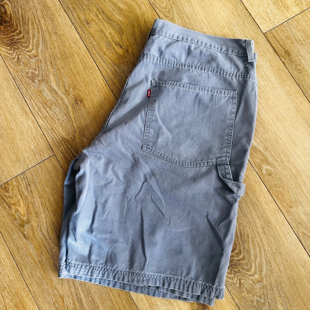 Levis Carpenter Shorts Mens 42 Blue Gray Denim Cotton Utility Hammer Loop Work